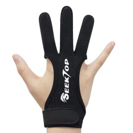 Seektop Archery Gloves Shooting Hunting Leather Three Finger Protector for Youth Adult Beginner - XL