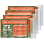 Swiss Safe 4 Pack Mylar Emergency Blankets for Survival - Compact & Insulated for Cold Weather - Designed for NASA, Outdoor, Running, Camping, Survival, First Aid Car Kit - Orange & Green, 4 Pack
