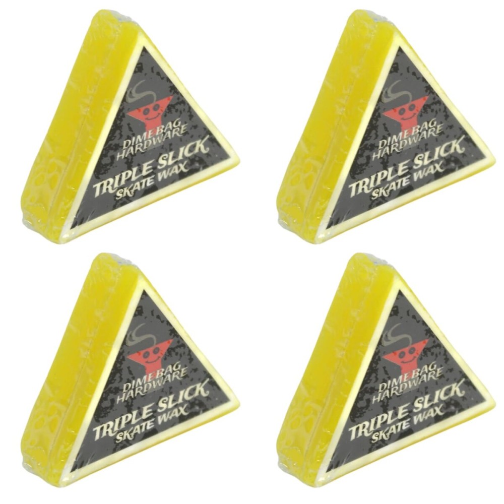 Triple Slick Scented Skateboard Curb Wax - Pocket Size Yellow 4-Pack for Skaters On The Go - Use on Curbs, Ledges and Rails at the Skate Park or in the Streets