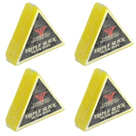 Triple Slick Scented Skateboard Curb Wax - Pocket Size Yellow 4-Pack for Skaters On The Go - Use on Curbs, Ledges and Rails at the Skate Park or in the Streets