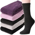 MOGGEI Womens Merino Wool Socks for Hiking Winter Warm Thick Thermal Crew Cozy Cabin Ladies Gift Comfy Boot Work Socks 5 Pairs(Solid Color A)