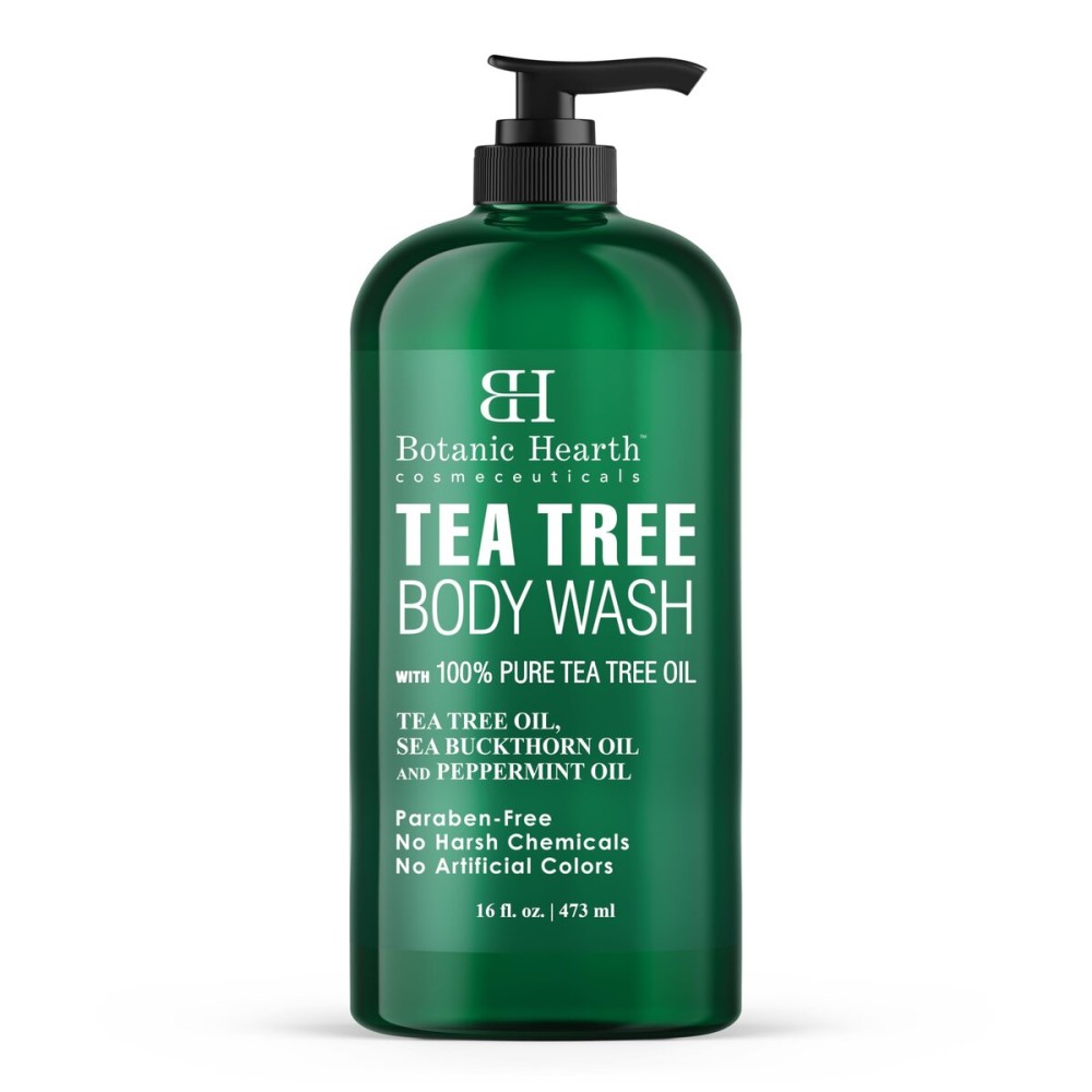 Botanic Hearth Tea Tree Body Wash -16 fl oz- All-Natural Antifungal & Odor-Control Shower Gel for Acne, Athletes Foot, Ringworm, Jock Itch & Healthy Skin,Sulfate & Paraben Free, for Men and Women