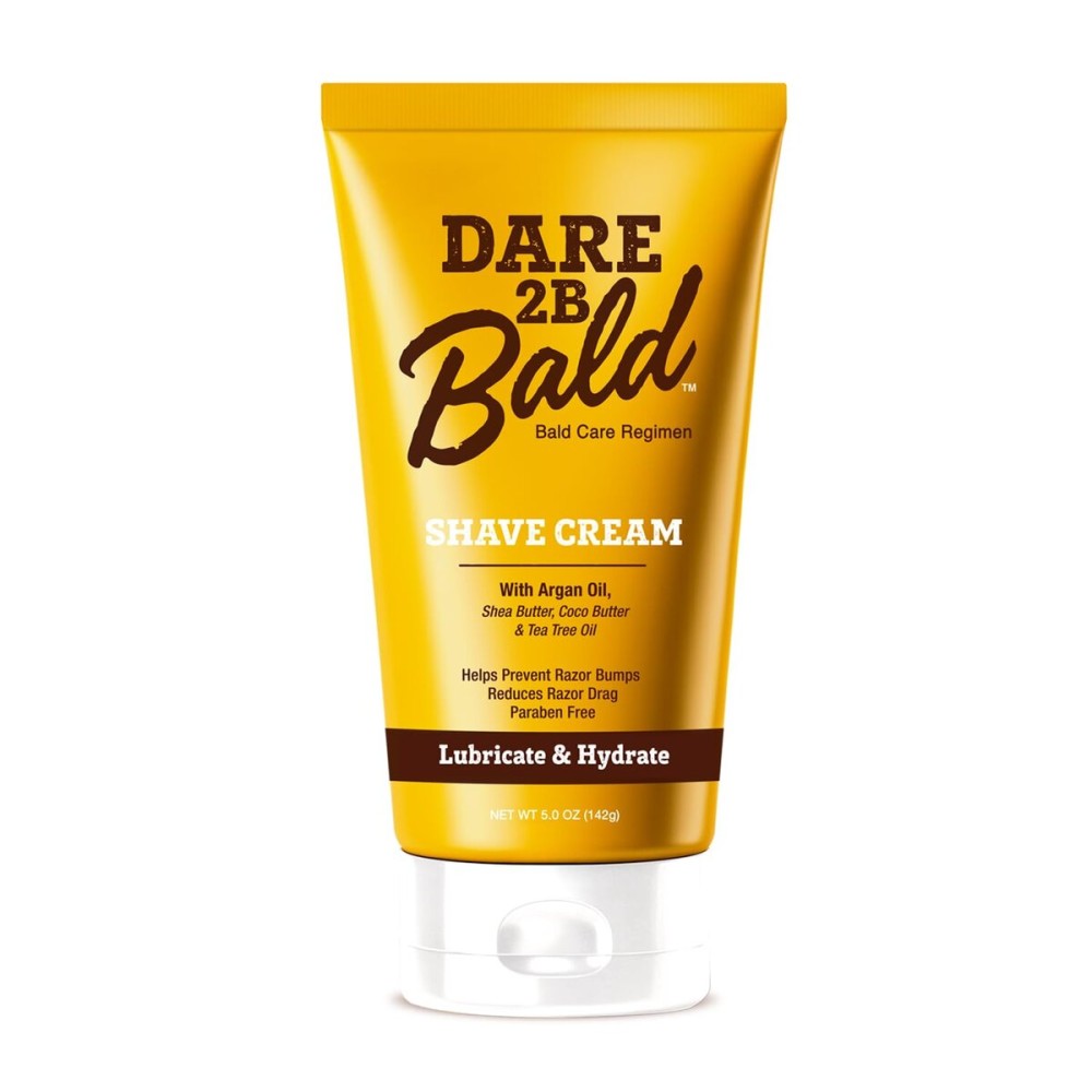 Dare 2B Bald Moisturizing Shave Cream with Argan Oil, Shea Butter, Cocoa Butter & Tea Tree Oil | Bald Head Shaving Cream | Rich Hydration for a Smooth Shave | Head Shaving Cream for Bald Men- 5.0 OZ