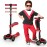 SKIDEE Kick Scooter for Kids Ages 3-5 | Foldable 3 Wheel Scooter with Lean-to-Steer, Adjustable Height, Removable Seat & LED Light Wheels | Toddler Scooter Up to 12 Year Old Boys/Girls, Red