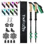 TheFitLife Carbon Fiber Trekking Poles - Collapsible and Telescopic Walking Sticks with Natural Cork Handle and Extended EVA Grips, Ultralight Nordic Hiking Poles for Backpacking Camping (Green)