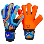 Renegade GK Fury Siege Goalie Gloves with Pro-Tek Fingersaves | 4mm Giga Grip & 4mm Duratek | Orange, Blue, Black Goalkeeping Gloves (Size 9, Youth-Adult, Roll Hybrid Cut, Level 4)