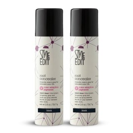 STYLE EDIT Black Root Concealer Touch Up Spray (Multiple Colors Available) - Instantly Covers Greys And Roots - Professional Salon Quality Grays Cover Up Hair Products for Women Black 2 Ounce (Pack of 2)