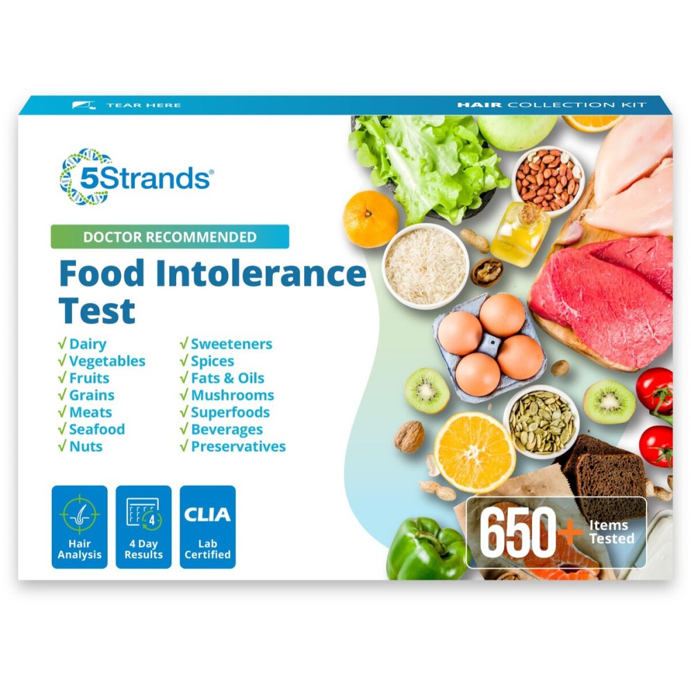 5Strands Food Intolerance Test, Accurate Hair Analysis, 658 Items Tested, at Home Food Sensitivity Test Kit for Adults & Kids, Gut Health Test, Results in 4 Days