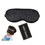 NMM Global 100% Natural Silk Sleep Eye Mask Kids, Cute Night Sleeping Mask with Adjustable Elastic Strap for Girls Boys Child (Black Small)