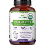 Zazzee USDA Organic Vitex, 500 mg Strength, 120 Vegan Capsules, 4 Month Supply, Kosher, Standardized and Concentrated 4X Extract, Whole USDA Certified Organic Chaste Berry, All-Natural and Non-GMO