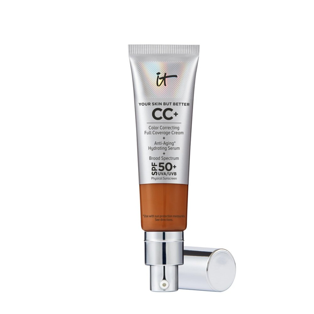 IT Cosmetics CC+ Cream (Rich Honey) - Natural Full Coverage Foundation With SPF 50+, Color Corrector & Anti-Aging Hydrating Serum, Hyaluronic Acid + Peptides, Lightweight - 1.08 fl oz