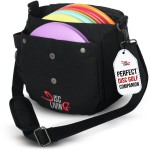 Disc Living Disc Golf Bag | Frisbee Golf Bag | Easy to Carry | Lightweight Fits Up to 10 Discs | 16 oz Waxed Canvas Sturdy Design | Belt Loop | Double Button Design | Bottle Holder (Black)