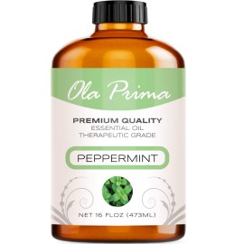Ola Prima Peppermint Essential Oil Therapeutic Grade 16 oz for Aromatherapy, Diffuser, Cleaning, Lotions, Creams, Bath Bombs, Scrubs, Candles