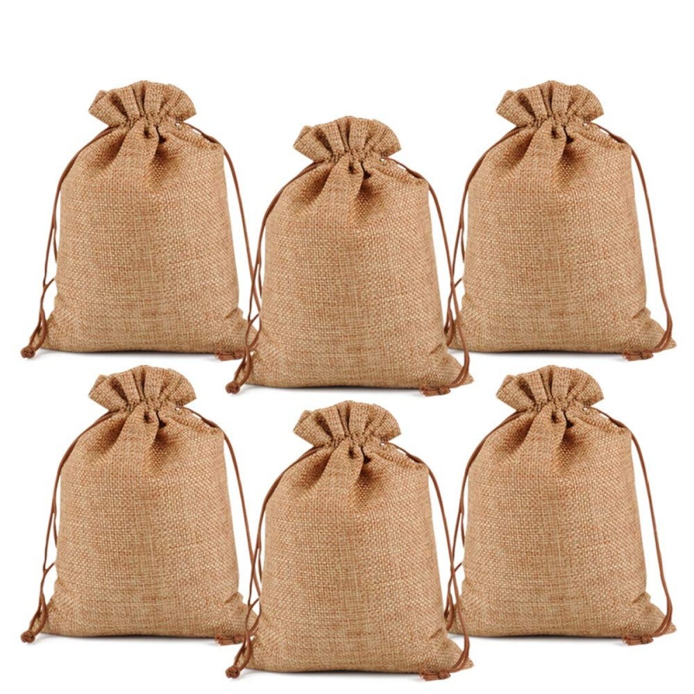 Lucky Monet 25/50/100PCS Burlap Gift Bags Wedding Hessian Jute Bags Linen Jewelry Pouches with Drawstring for Birthday, Party, Wedding Favors, Present, Art and DIY Craft (50Pcs, Coffee, 3 x 4)