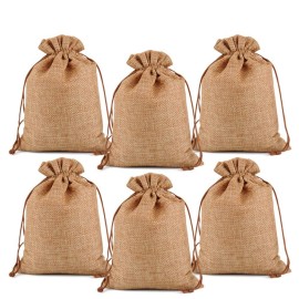 Lucky Monet 25/50/100PCS Burlap Gift Bags Wedding Hessian Jute Bags Linen Jewelry Pouches with Drawstring for Birthday, Party, Wedding Favors, Present, Art and DIY Craft (50Pcs, Coffee, 3 x 4)