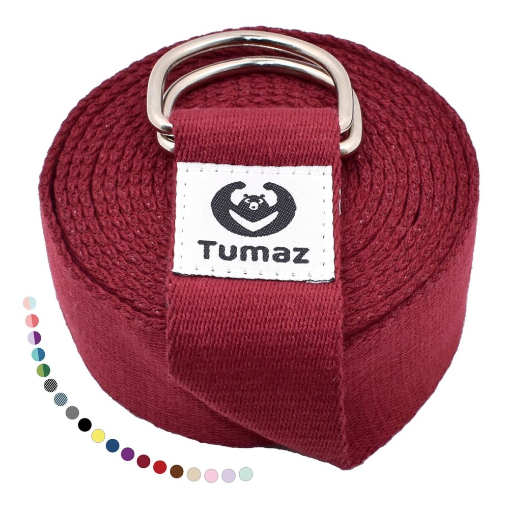 Tumaz Yoga Strap/Stretch Bands [15+ Colors, 6/8/10 Feet Options] with Extra Safe Adjustable D-Ring Buckle, Durable and Comfy Delicate Texture - Best for Daily Stretching, Physical Therapy, Fitness
