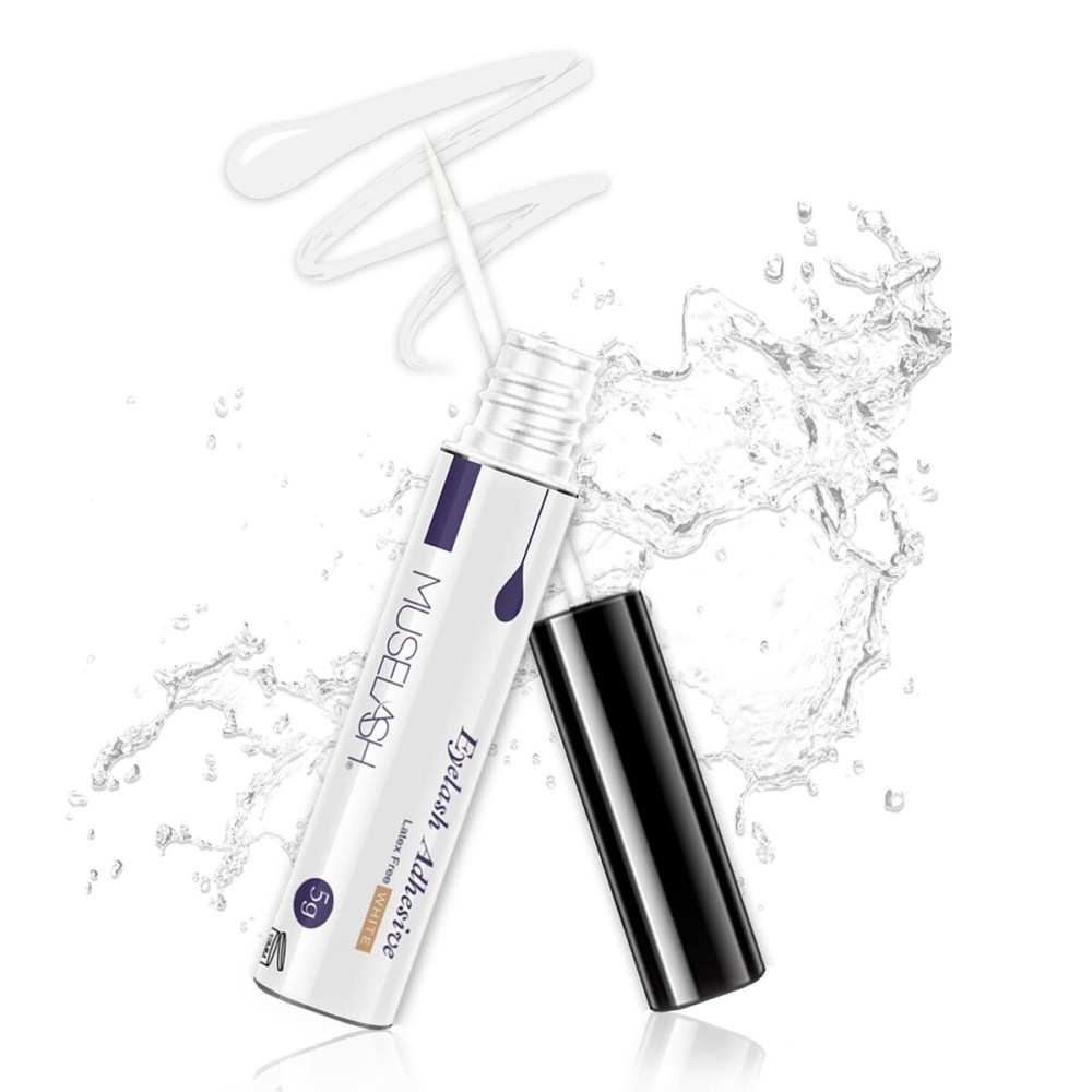   MUSELASH Latex Free False Eyelashes Glue Super Hold Clear Waterproof Strip Lashes Glue Hold Adhesives 5g 0.175oz Mink Lashes