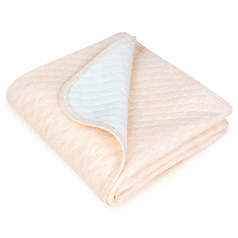 Organic Cotton Baby Blanket Warm, Breathable and Super Soft Quilted Toddler Blanket for Boys and Girls - Thermal Crib Blanket Thick and Light Weight 39x39 Inches Large - Light Orange