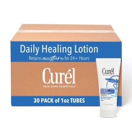 Curel Daily Healing Body Lotion for Dry Skin, Dermatologist Recommended Hydrating Body Lotion with Advanced Ceramides Complex 1 Oz, Pack of 30