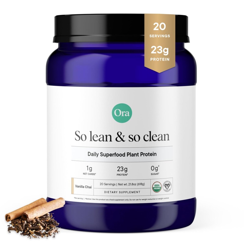 Ora Organic Vegan Protein Powder - 23g Plant-Based Protein Powder for Women and Men | Clean Protein Source, Keto Friendly, Gluten Free, Paleo, Dairy-Free, Soy-Free - Vanilla Chai - 20 Servings