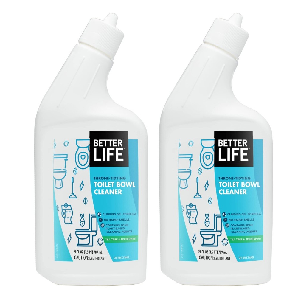 Better Life Toilet Bowl Cleaner, Plant-based, Stain & Odor Remover, Tea Tree & Peppermint Scent Cleaning Gel, Liquid Bathroom Cleaners for Household, 24 Oz, Pack of 2