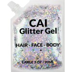 Face, Body & Hair Glitter Gel - Halloween Glitter for Kids and Women - 3 Oz Cosmetic-Grade Gel w/Moon & Stars for Festivals & Halloween Party, Easy Apply & Wash Off - Violet 1Pack