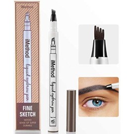 iMethod Eyebrow Pen - iMethod Eyebrow Pencil with a Micro-Fork Tip Applicator Creates Natural Looking Brows Effortlessly and Stays on All Day, Dark Grey