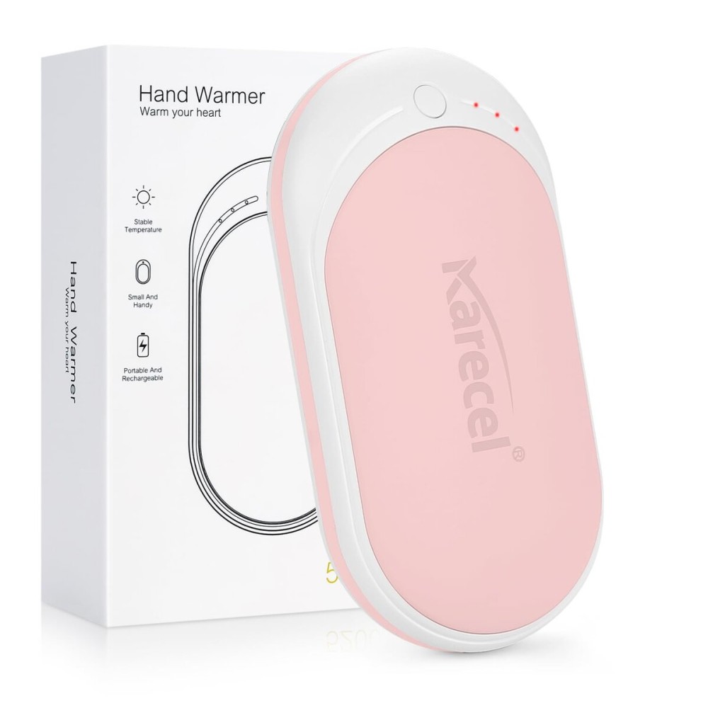 Karecel Hand Warmer Rechargeable, 5200mAh Electric Hand Warmer & Power Bank, Double-Sided Heating, USB Quick Charge, Portable Pocket Heater Handwarmer for Women Mens Gifts, Camping, Winter Sports
