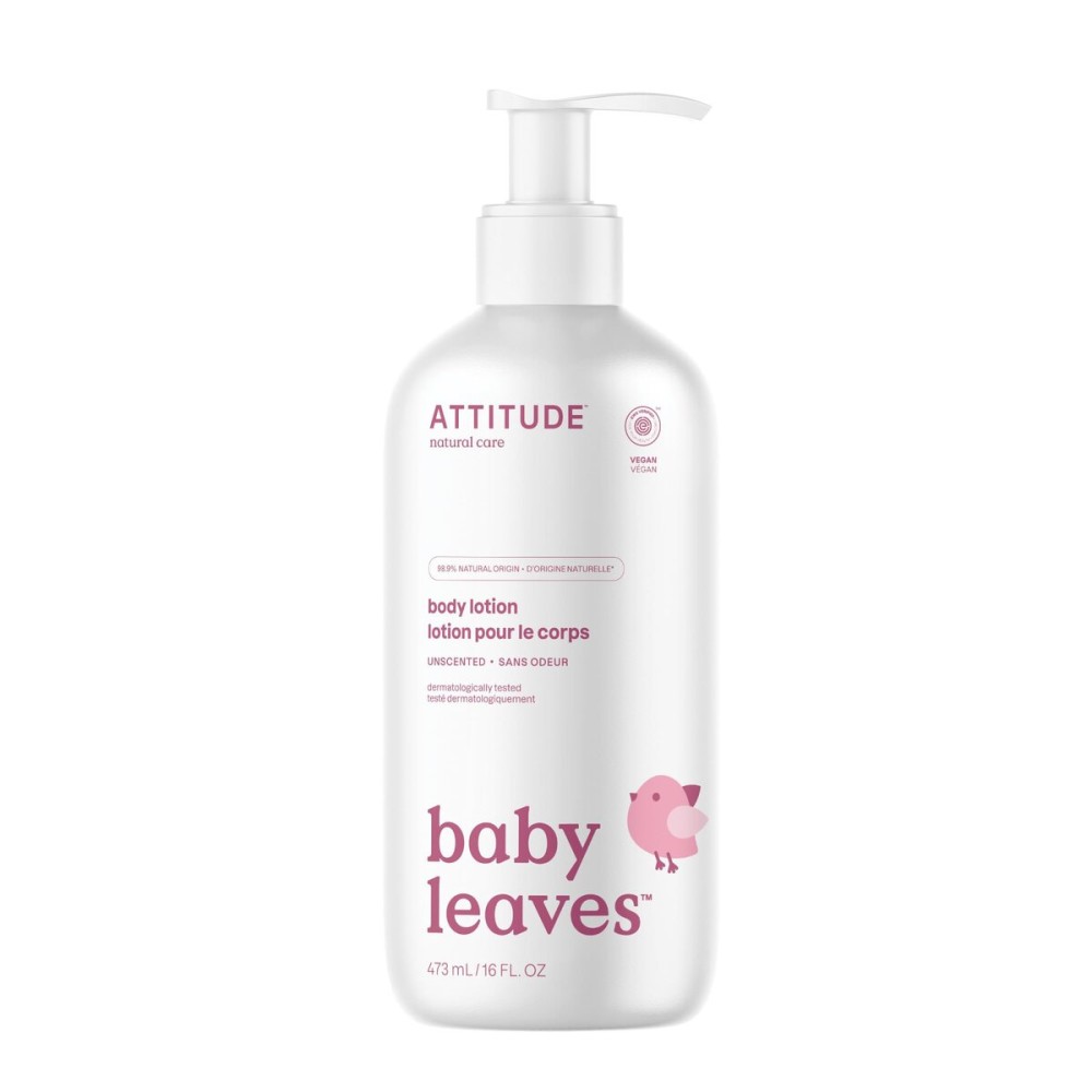 ATTITUDE Baby Lotion, EWG Verified Moisturizer, Dermatologically Tested Moisturizing Cream, Vegan and Cruelty-Free, Unscented, 16 Fl Oz