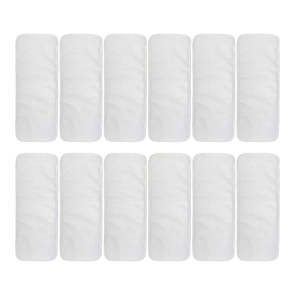 ALVABABY 12pcs Microfiber Inserts,Soft Cloth Diaper Liner,3-Layer Absorbent Inserts,Reusable for Baby Cloth Diapers 12T