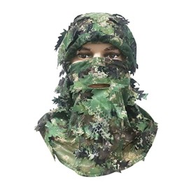 Ghillie Camouflage Leafy Hat 3D Full Face Mask Headwear Turkey Camo Hunter Hunting Accessories (Python Green)