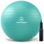 ProBody Pilates Yoga Ball - Fresh Colors Exercise Ball for Stability, Pregnancy, Workout, Physical Therapy & Birthing, Balance Ball Chair (Turq, 55 cm)