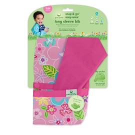 green sprouts Easy-wear Long Sleeve Bib | Waterproof Protection | Flipped Pocket, Soft Material, Easy Clean Smock