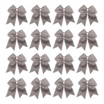 16PCS 8 Large Cheer Hair Bows Ponytail Holder Elastic Band Handmade for Cheerleading Teen Girls College Sports (Gray, 1 Count (Pack of 16))