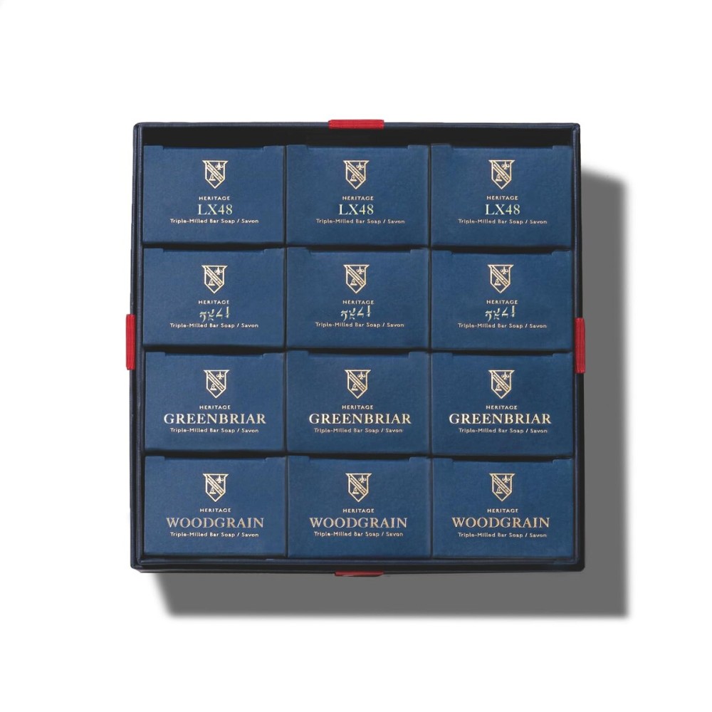 Caswell-Massey Natural Bar Soap for Men, Moisturizing Body Soap Bar for All Skin Types, Made with Essential Oils & Plant-Based Formula for Soft Skin, 4 Heritage Scents, 12 Bars x 5.8 oz Gift Set