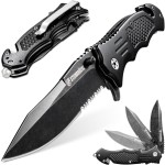 Steinbrucke Tactical Knife Pocket Knife Folding Stainless Steel 8Cr13Mov 3.4\'\' Blade, with Reversible Clip - Good Gift for Hunting Camping Survival Outdoor and Everyday Carry