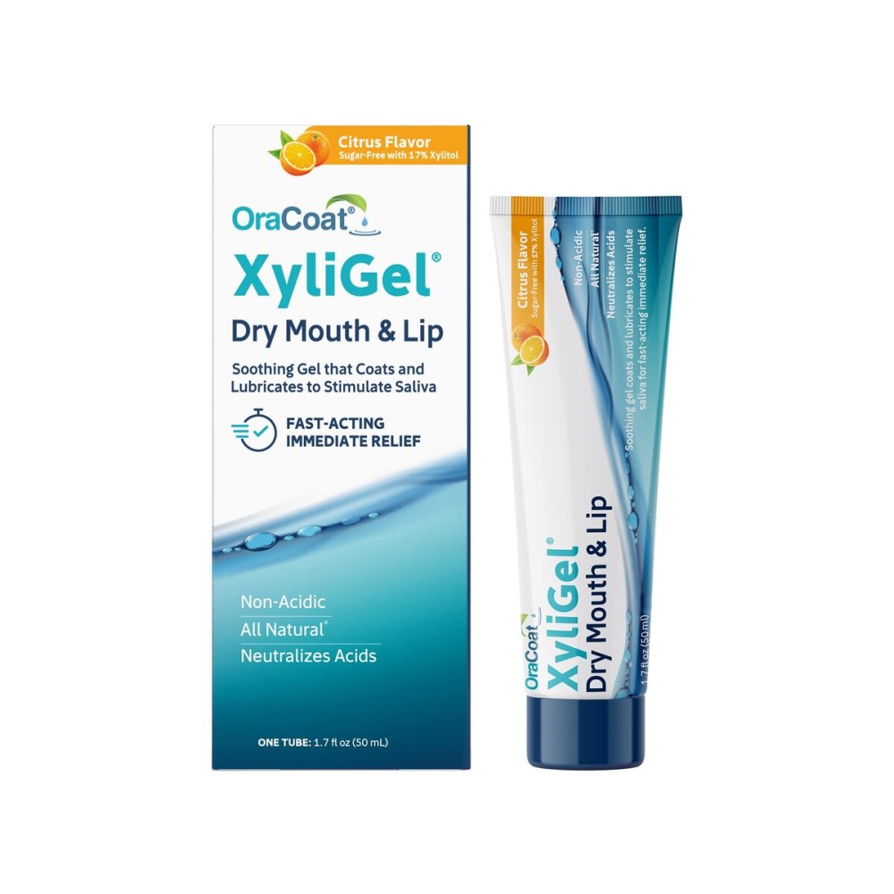 OraCoat XyliGel, Dry Mouth Gel, Soothing Citrus Oral Gel with Xylitol, Lip Moisturizer for Very Dry Lips, Lip Hydration, Sugar-Free Relief, 1.7 Fl Oz, 1 Pack.
