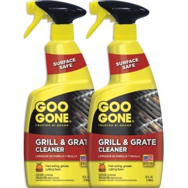 Goo Gone Grill and Grate Cleaner Spray (2 Pack) Cleans and Degreases BBQ Cooking Grates and Racks, Pellet and Electric Smokers- 24 Ounce