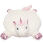 Bearington Baby Dreamer Baby Play Mat - 30 x 30 Inch White and Pink Unicorn Plush Stuffed Animal Blanket - Floor Mat Unicorn Plush Blanket