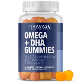 Omega 3 6 9 + DHA Gummies for Adults - Plant-Based Fish Oil Alternative with Chia Seed Oil and Algae - Support Brain and Immune Function - Lemon and Orange Flavors - Vegetarian Friendly - 60 Count