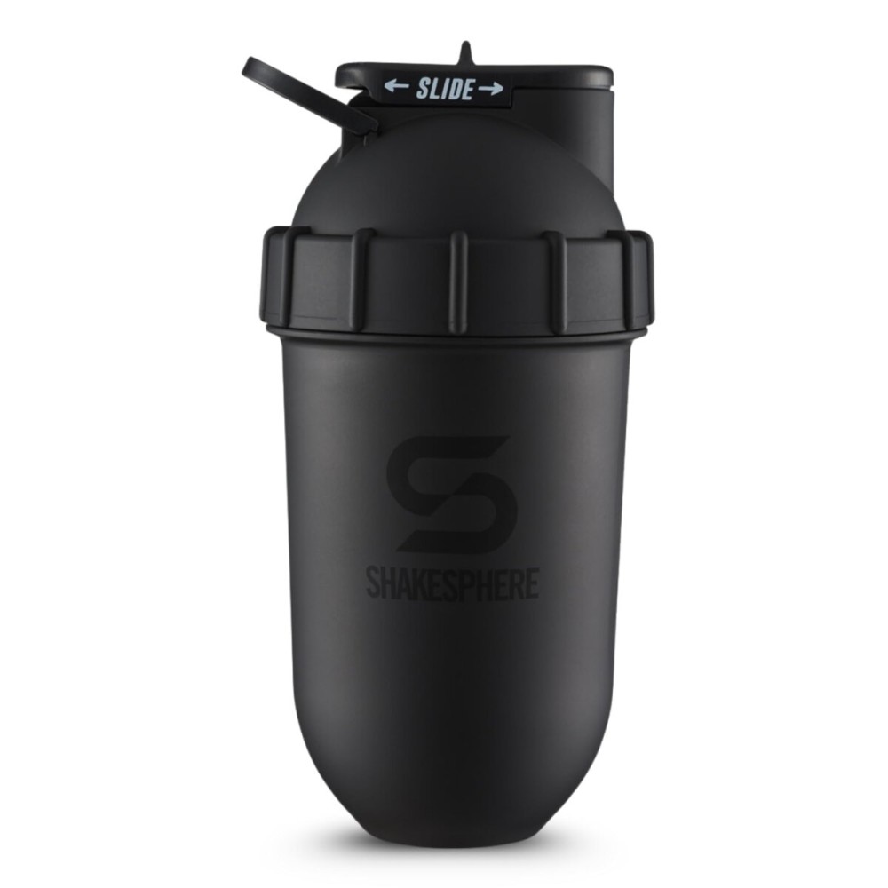 SHAKESPHERE Shaker Bottle - 24oz Leak Proof Protein Shaker Bottle for Pre Workout, Smoothie, and Powder Drink Mixes, No-Blade Mixer for Gym, BPA-Free, Easy Clean & Easy to Carry (Matte Black)