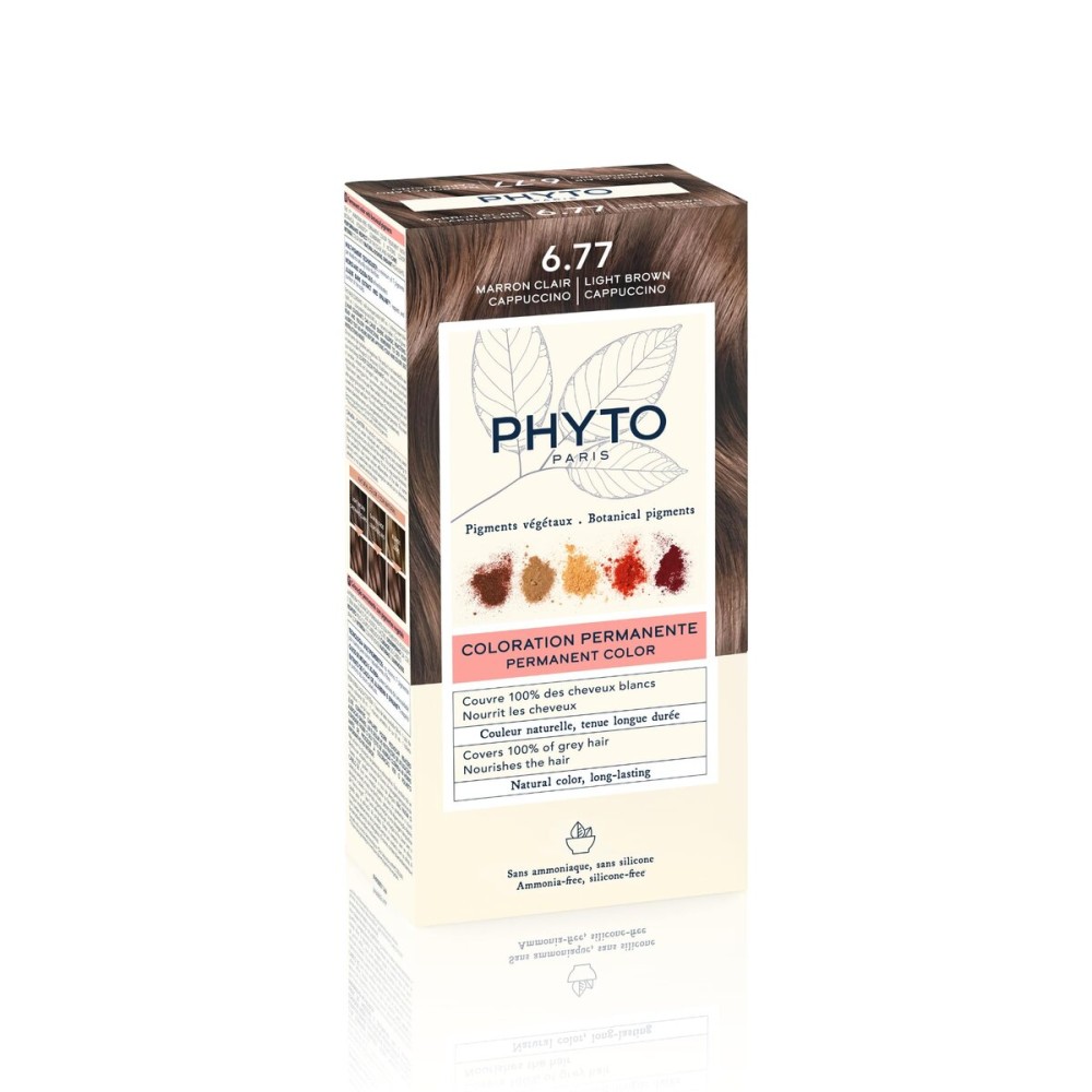 PHYTO Phytocolor Permanent Hair Color, 6.77 Light Brown Cappuccino, with Botanical Pigments, 100% Grey Hair Coverage, Ammonia-free, PPD-free, Resorcin-free, 0.42 oz.
