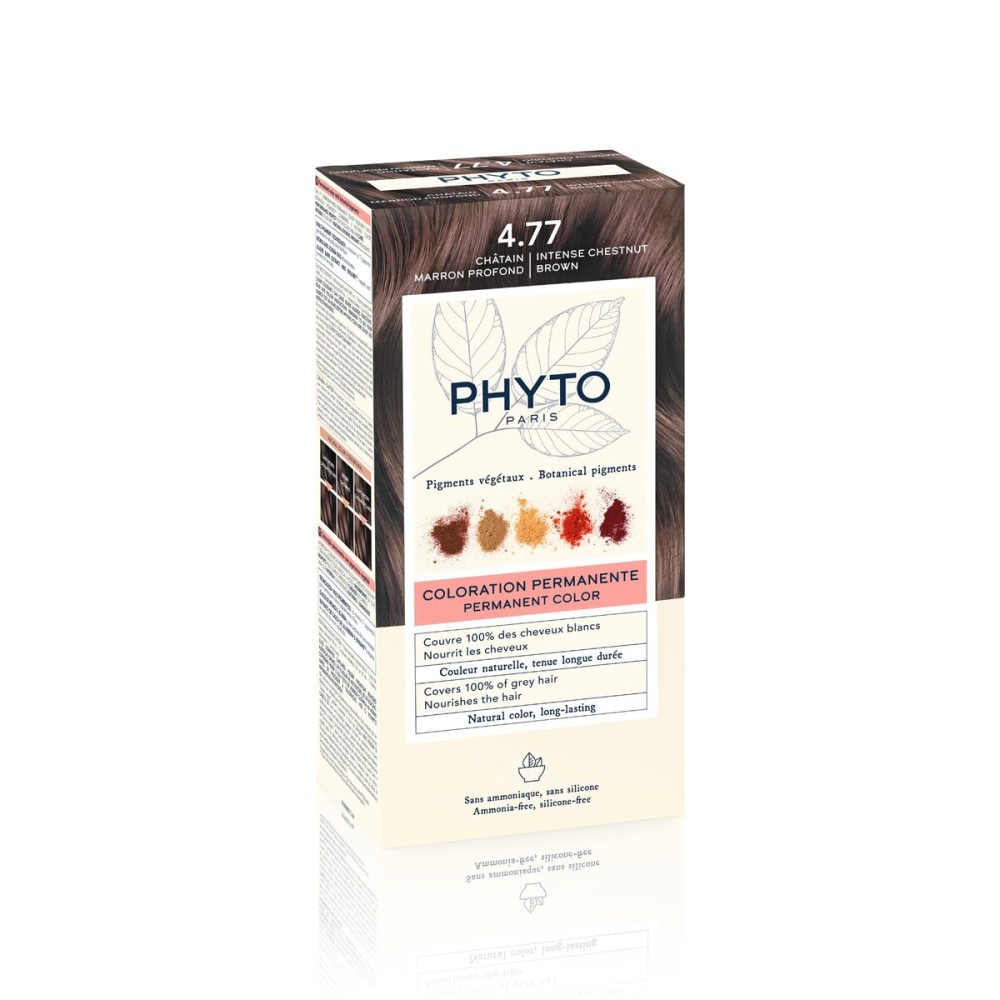 PHYTO Phytocolor Permanent Hair Color, 4.77 Intense Chestnut Brown, with Botanical Pigments, 100% Grey Hair Coverage, Ammonia-free, PPD-free, Resorcin-free, 0.42 oz.