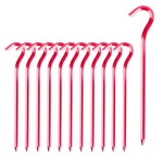 Tent Pegs - 12Pcs Aluminium Tent Stakes Pegs with Hook - 7 Hexagon Rod Stakes Nail Spike Garden Stakes Camping Pegs for Pitching Camping Tent, Canopies (Red)