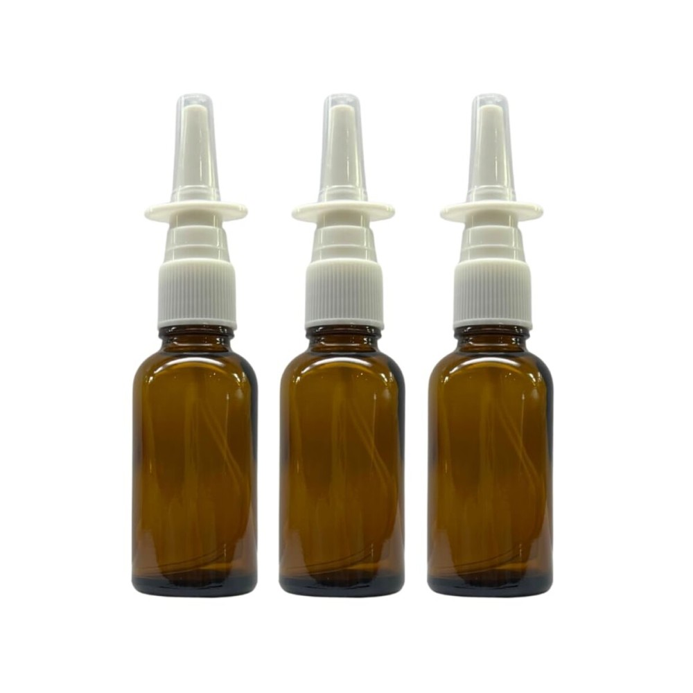 ADVANCED ASCENT Amber Glass 1 oz Nasal Sprayer! EMPTY, Refillable, Travel Sized, Quality Glass for Saline Applications! (3 Pack)