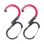 GEAR AID HEROCLIP Carabiner Clip and Hook (Small) for Purse, Stroller, and Backpack, Black & Red, 2 Pack