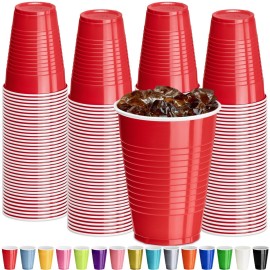 DecorRack Red Plastic Cups, 12 oz Disposable Cups, Reusable Party Supplies (120 Count)
