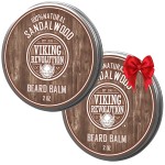 Viking Revolution Sandalwood Beard Balm - Beard Butter with Argan Oil, Beard Softener for Men with Jojoba Oil - Beard Moisturizer for Men with Beeswax - Beard Wax for Men (2oz, 2 Pack)