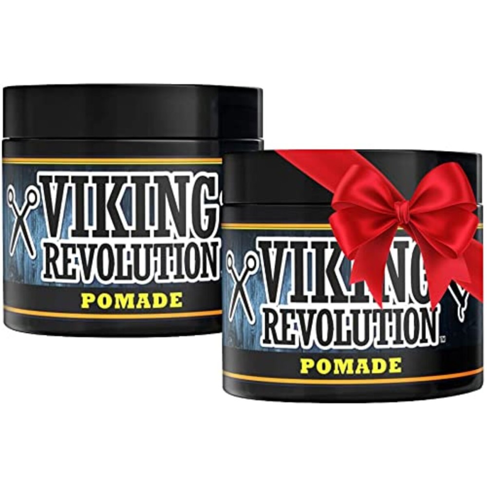 Viking Revolution Pomade for Men 4oz - Firm Strong Hold & High Shine for Classic Styling - Water Based & Easy to Wash Out (2 Pack)