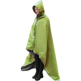 DUKUSEEK Waterproof Blanket Outdoor, Hooded Blanket Poncho - Large (79x56), Portable, Windproof Fleece Blankets for Cold Weather Camping, Picnic, Sports, Boat, Dogs, Festivals, Car, Emergency